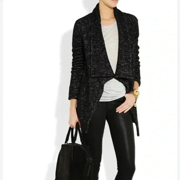 Theory Brittania Clarania Cardigan Sweater Jacket in Black/White Size Small - Picture 1 of 10